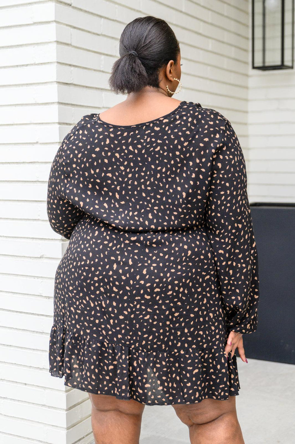 Make Your Happiness Long Sleeve Dress in Black - KASH'S BOUTIQUE