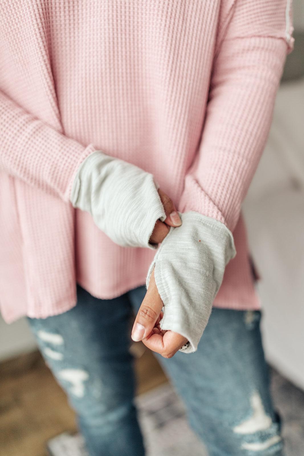 Mia Waffle Knit Long Sleeve In Pink - KASH'S BOUTIQUE