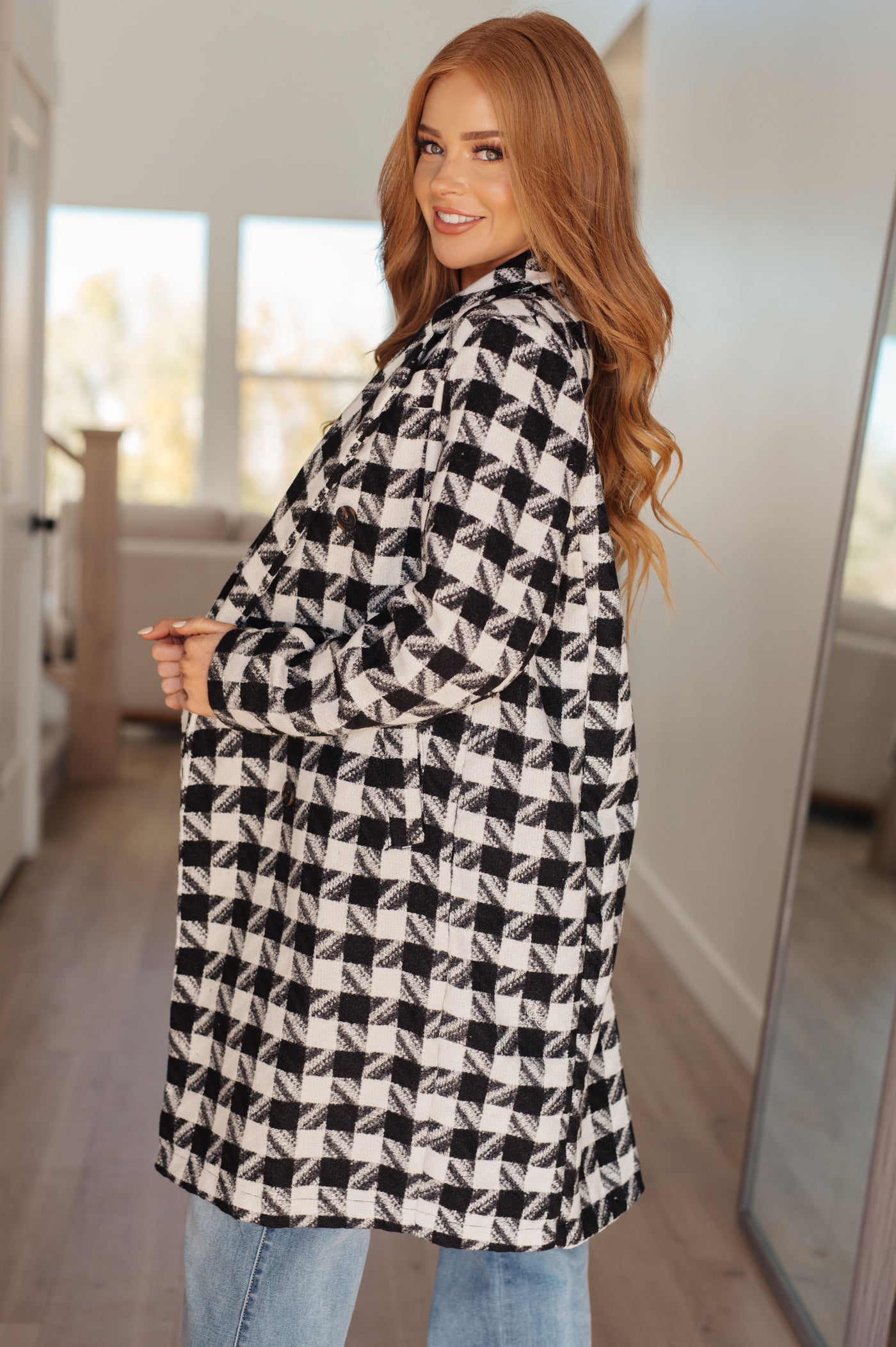 Monochromatic Moment Houndstooth Coat