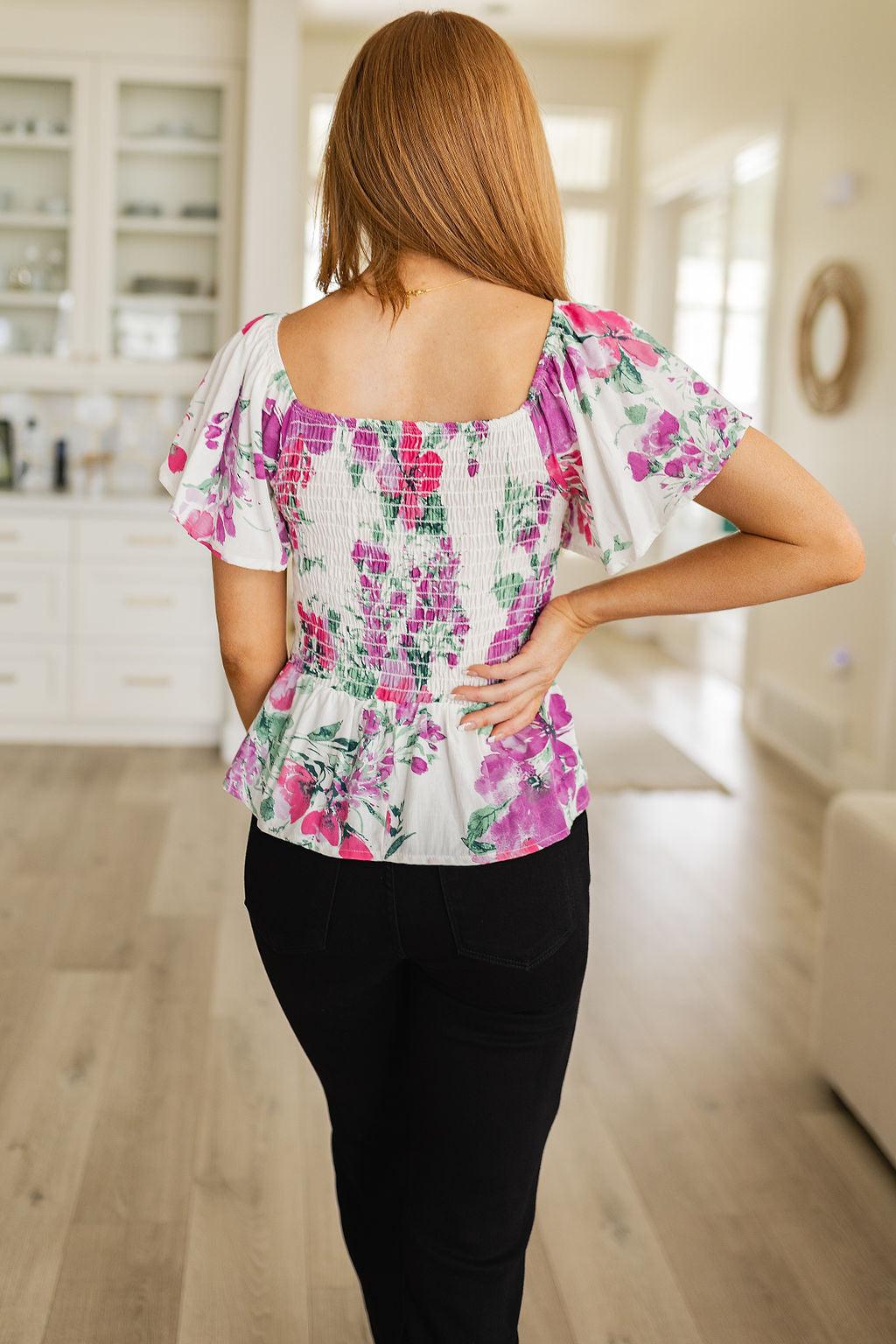 Oh So Simple Floral Blouse - Kash's Boutique