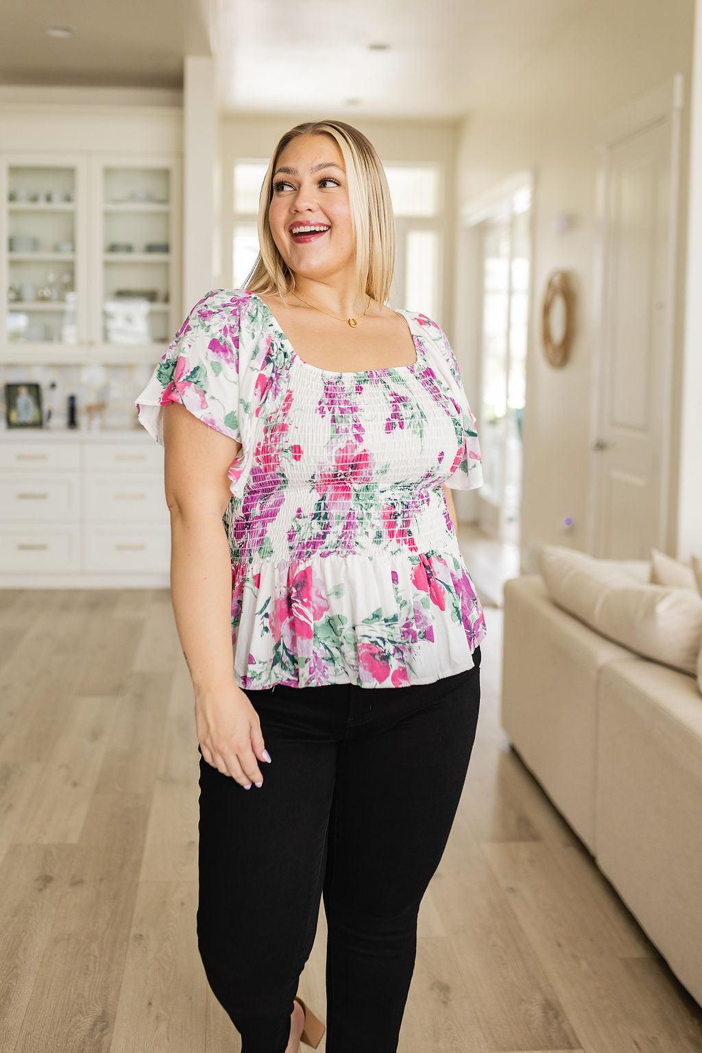 Oh So Simple Floral Blouse - Kash's Boutique