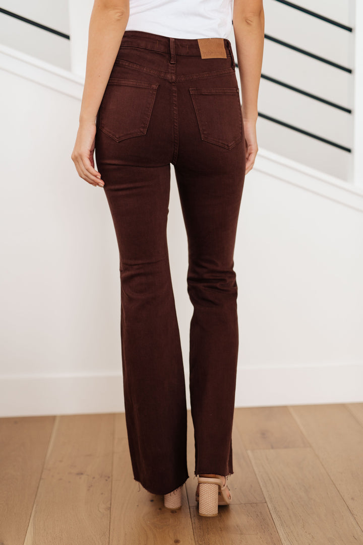 Sienna High Rise Control Top Flare Jeans in Espresso