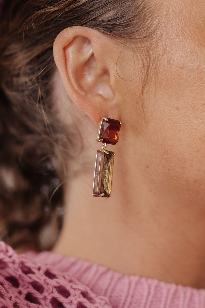 Sparkly Spirit Rectangle Crystal Earrings in Smoke