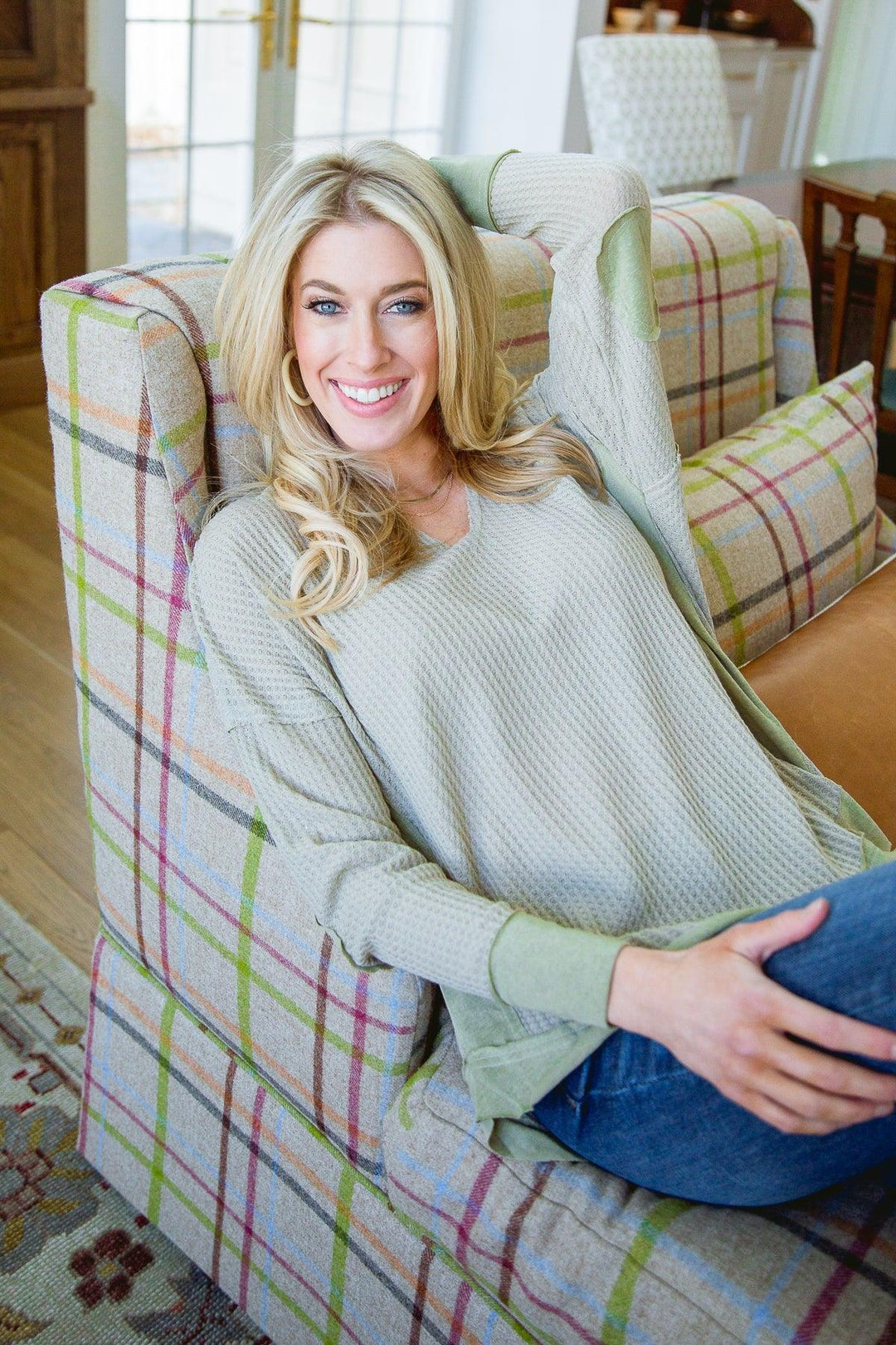 Winding Roads Long Sleeve Top In Sage - KASH'S BOUTIQUE