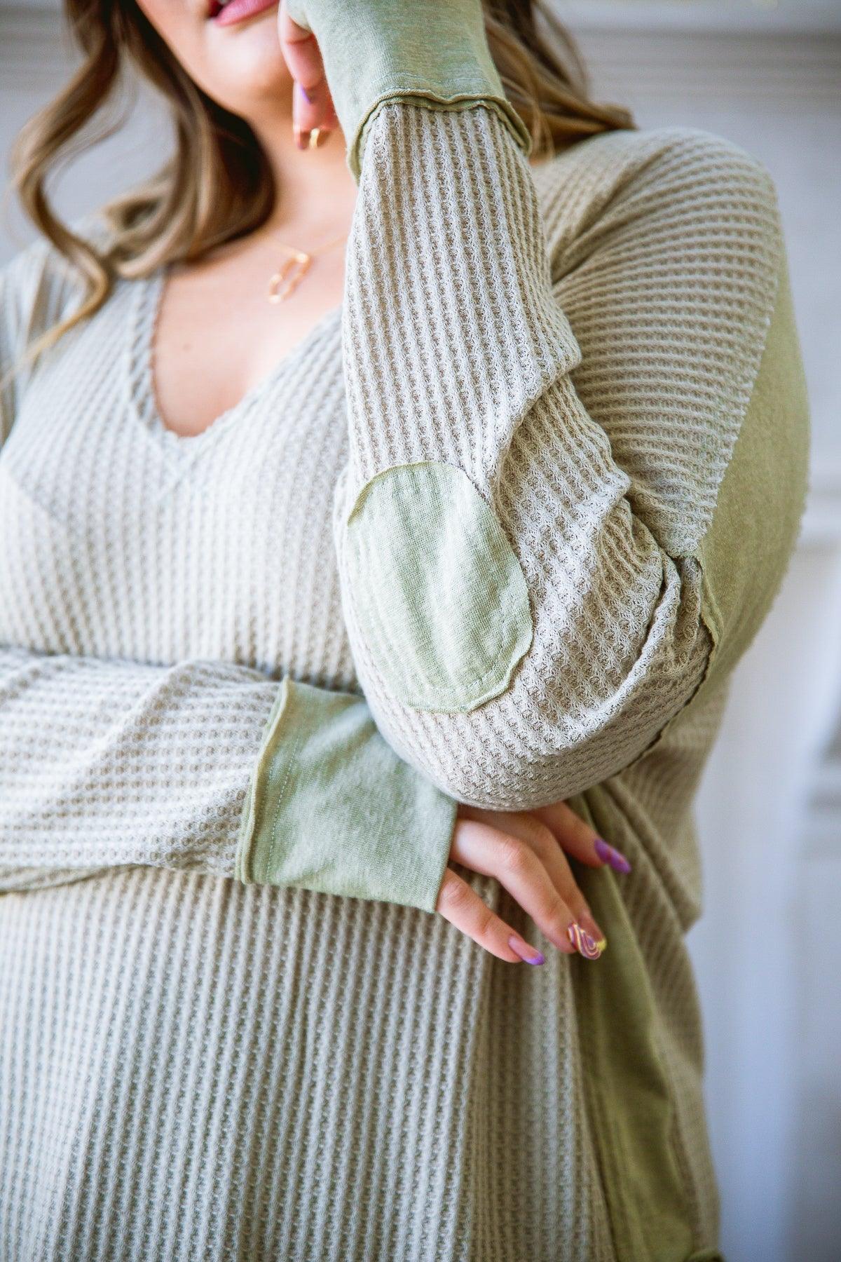 Winding Roads Long Sleeve Top In Sage - KASH'S BOUTIQUE