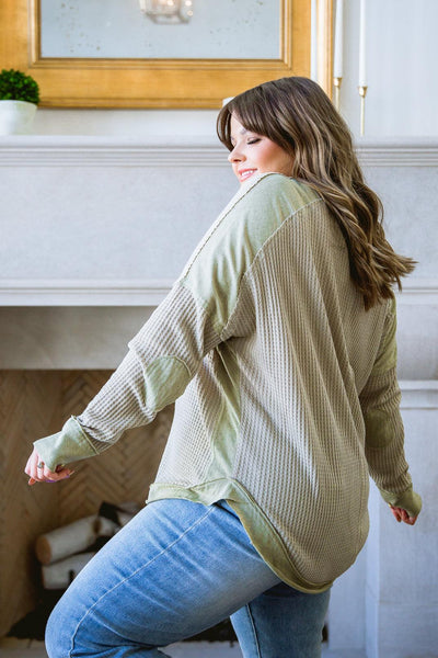 Winding Roads Long Sleeve Top In Sage - KASH'S BOUTIQUE